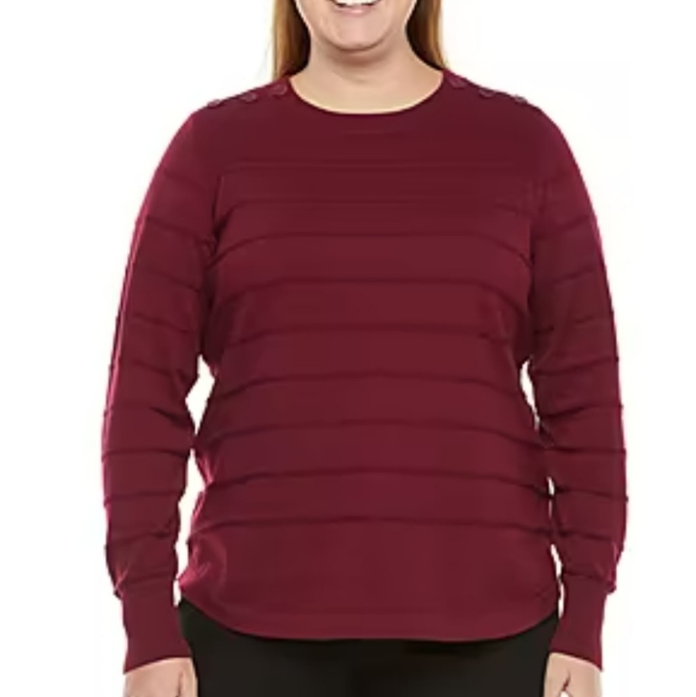 Liz Claiborne Women's Long Sleeve Sweater - Burgundy